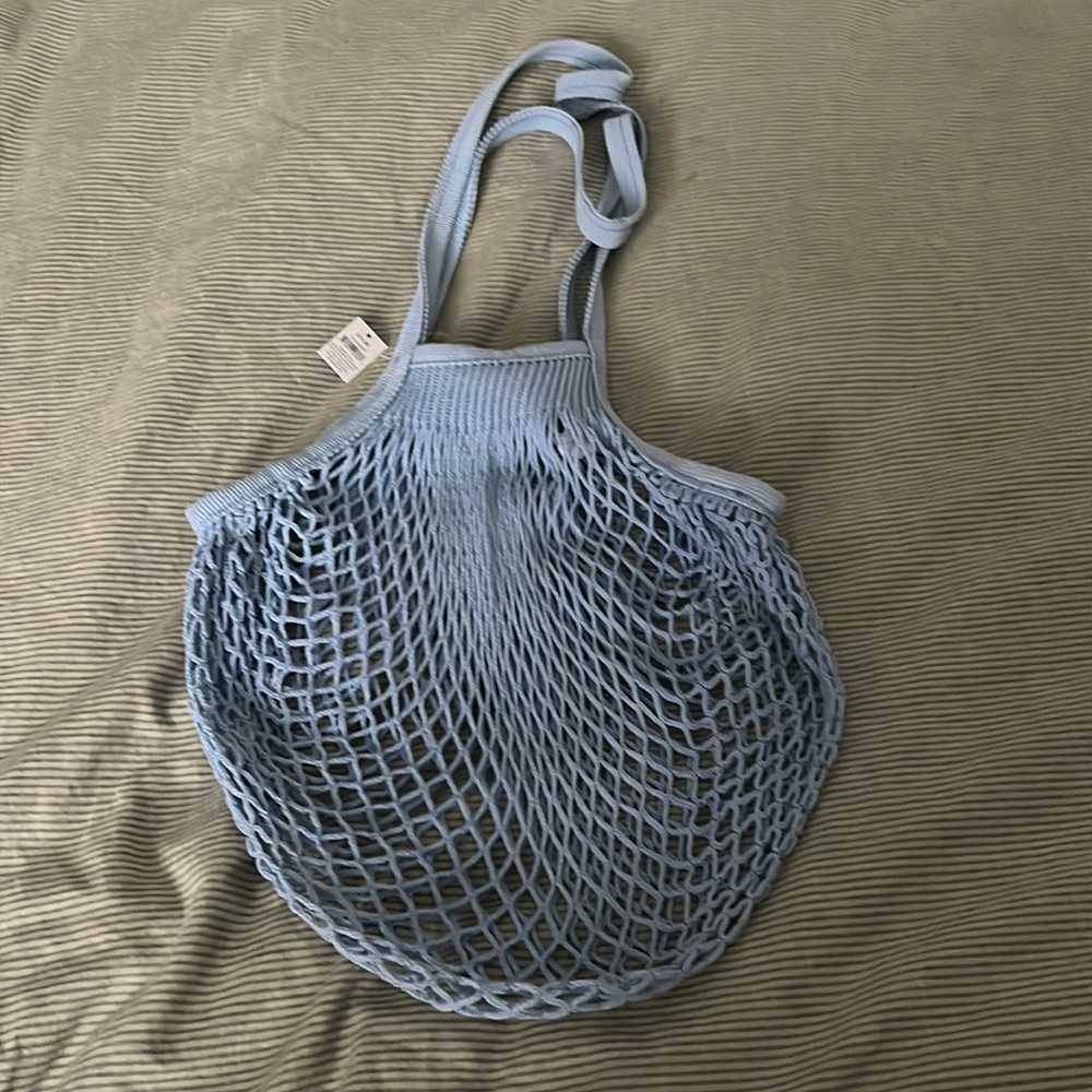 Baby Blue Grocery fish net tote bag